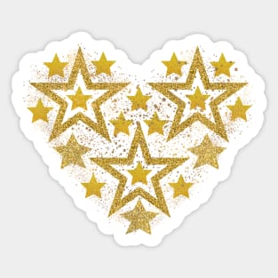 Gold stars in heart shape Sticker